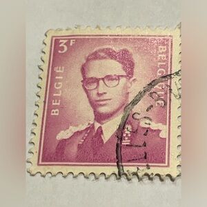 Vintage Old Used 1953 Belgium King Baudouin Postage Stamp